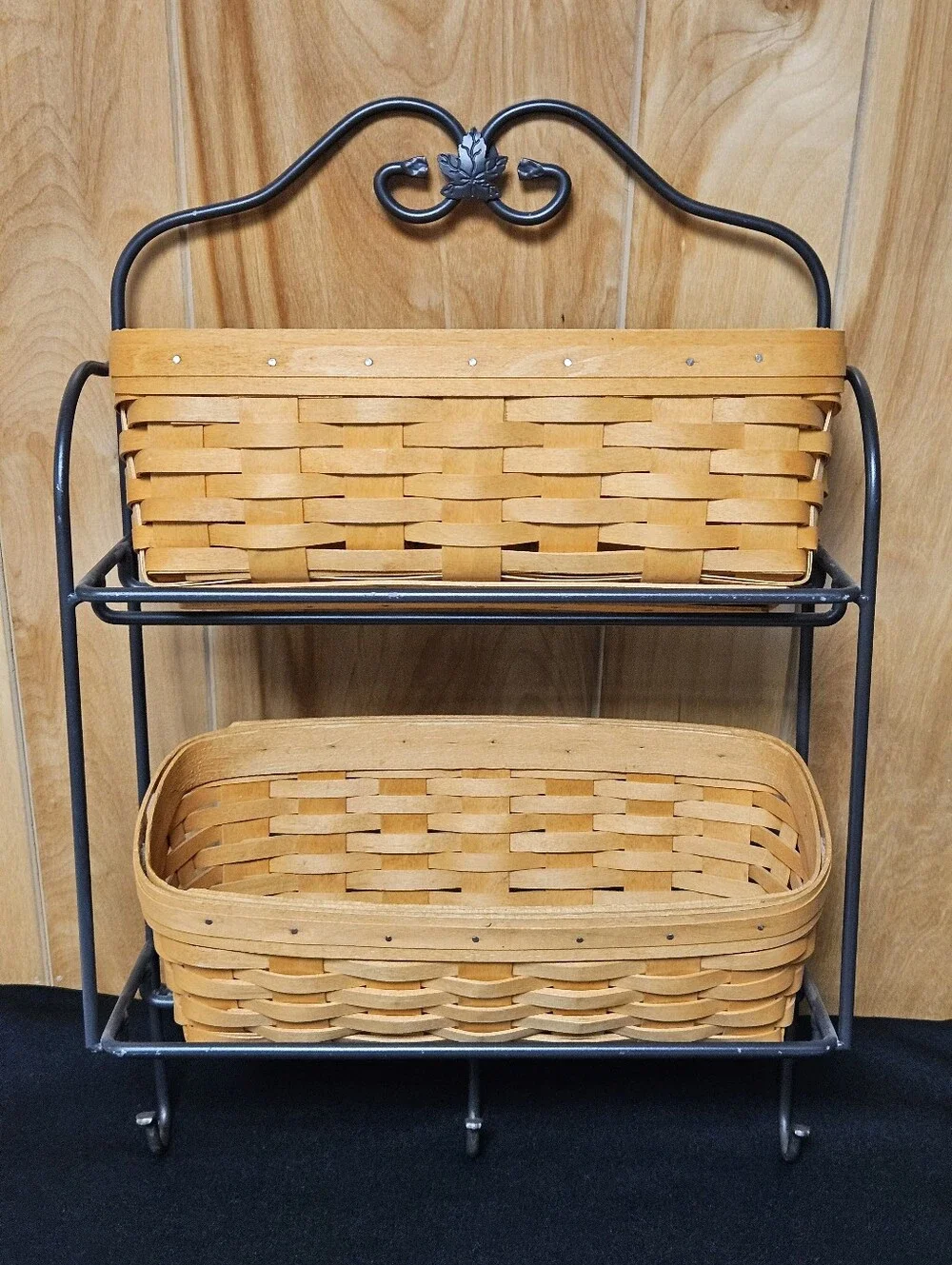 Longaberger Wrought Iron Envelope Basket Wall 2 Shelf Rack 3 Hooks Hanging